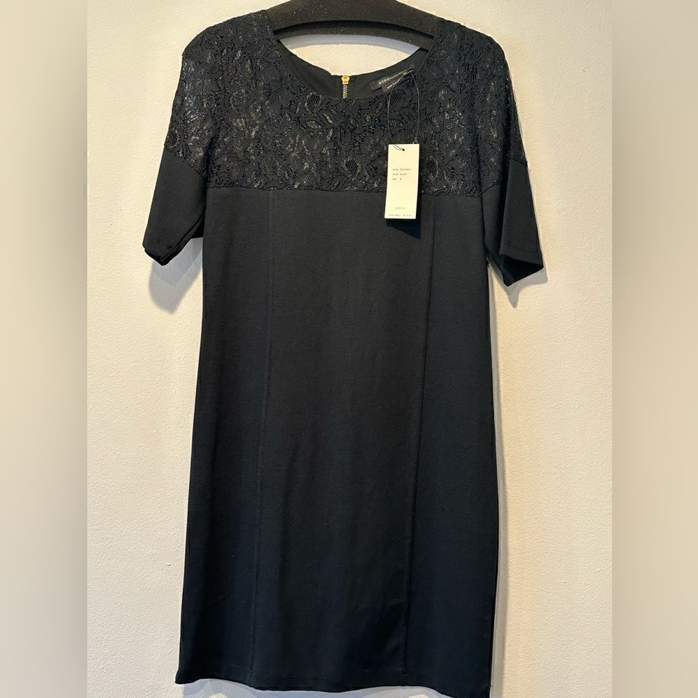 BCBGMaxAzria Women’s sheath viscose midi dress black size Medium NWT $210